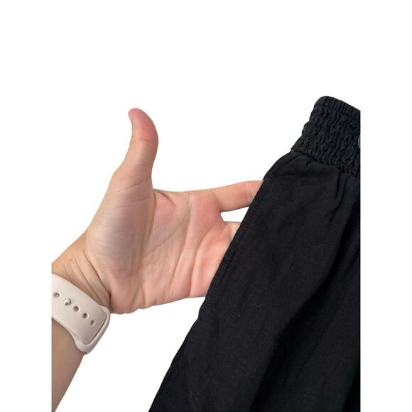 Aerie High Waisted Linen Blend Pants size L Regular Black Pull On - Picture 10 of 10